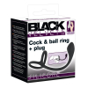 Δαχτιλύδια & Σφήνα Black Velvets Cock & Ball Ring + Plug